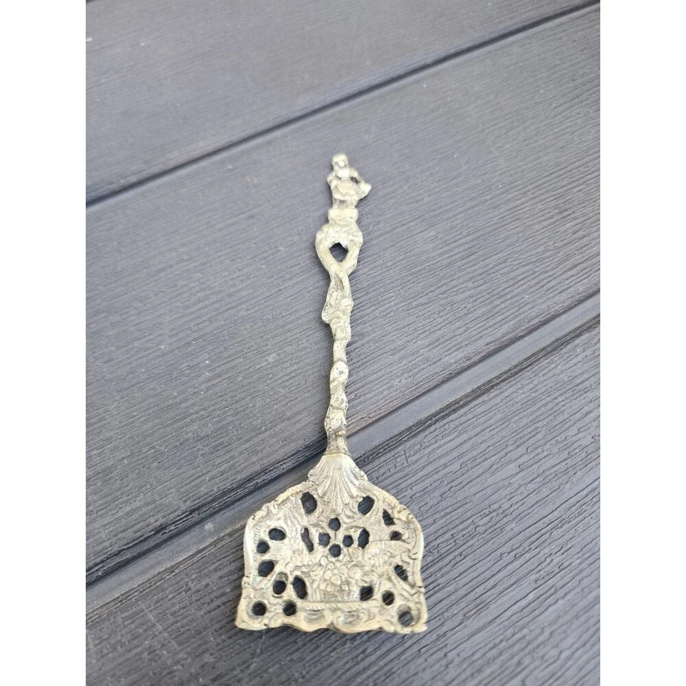 Vintage Italian Ornate Silver Plate Pie Pastry Server Cherub Italia Brass